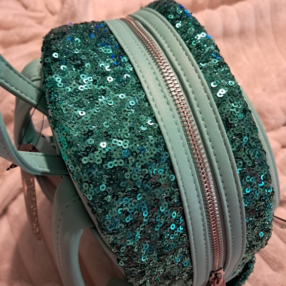New With Tags Loungefly Disney Little Mermaid Snow Globe Sequin Mini Backpack - Picture 5 of 8